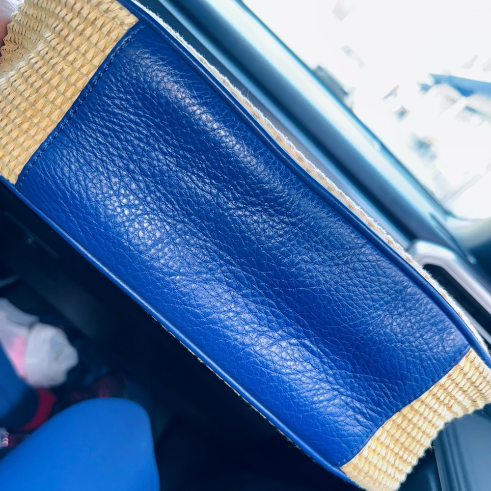 Tory Burch Leather Trim Raffia Tote Bag - Picture 6 of 9